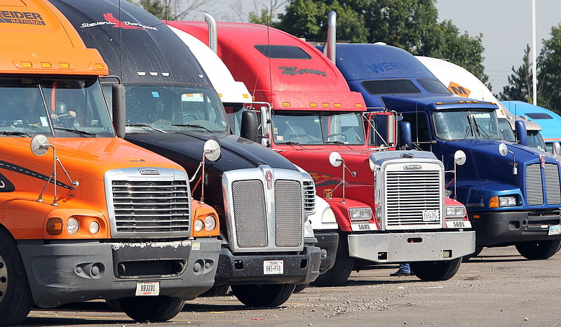 truck fleet, kenworth, truck, fleet, freightliner, HD wallpaper