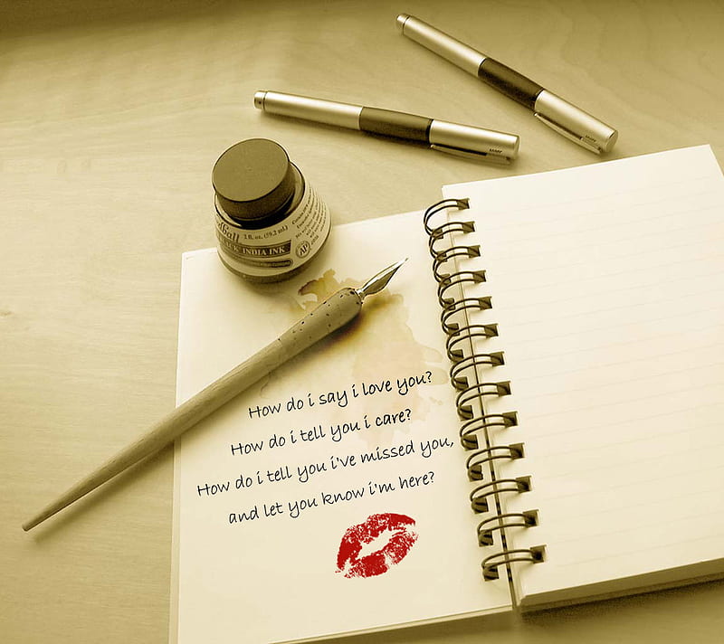 Love Diary, diary, pen, ink, love, expressions, kiss, feelings, HD wallpaper