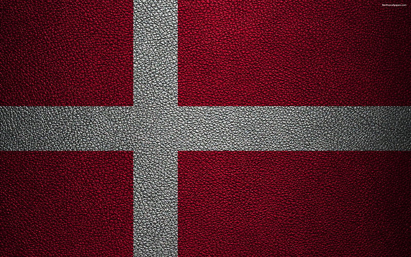 Flag of Denmark leather texture, Danish flag, Europe, flags of Europe, Denmark, HD wallpaper