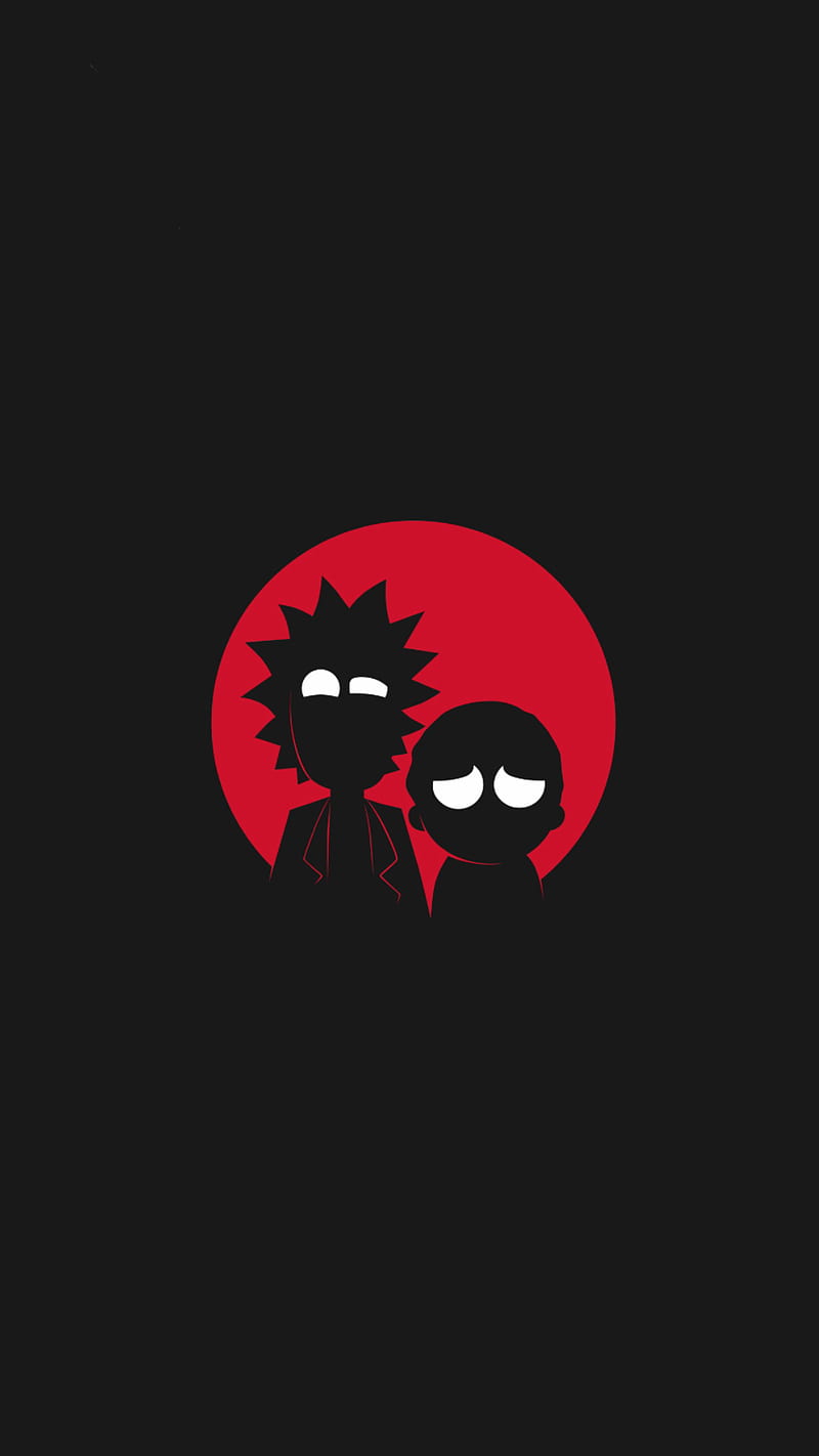 Rick and Morty, black, cartoon, red, simple, HD phone wallpaper