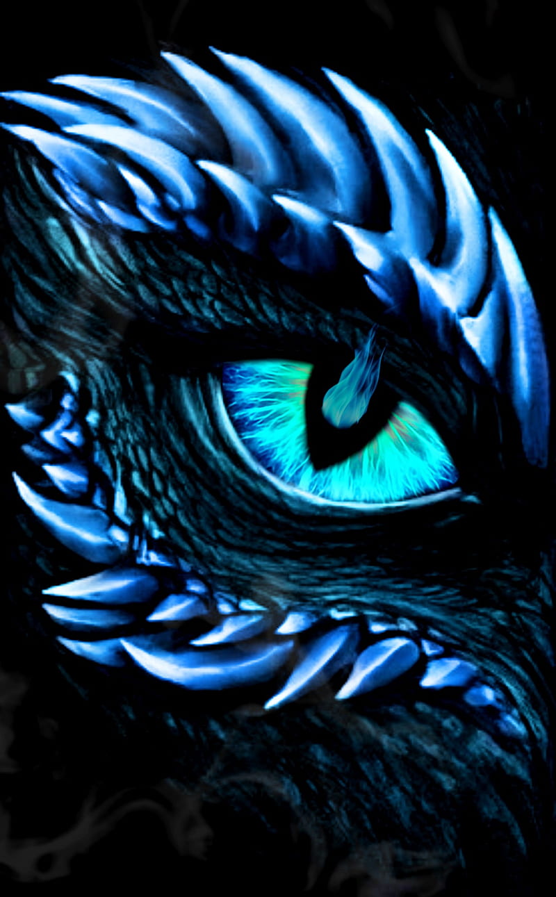 Blue Flame , dragon, fantasy, fire, HD phone wallpaper
