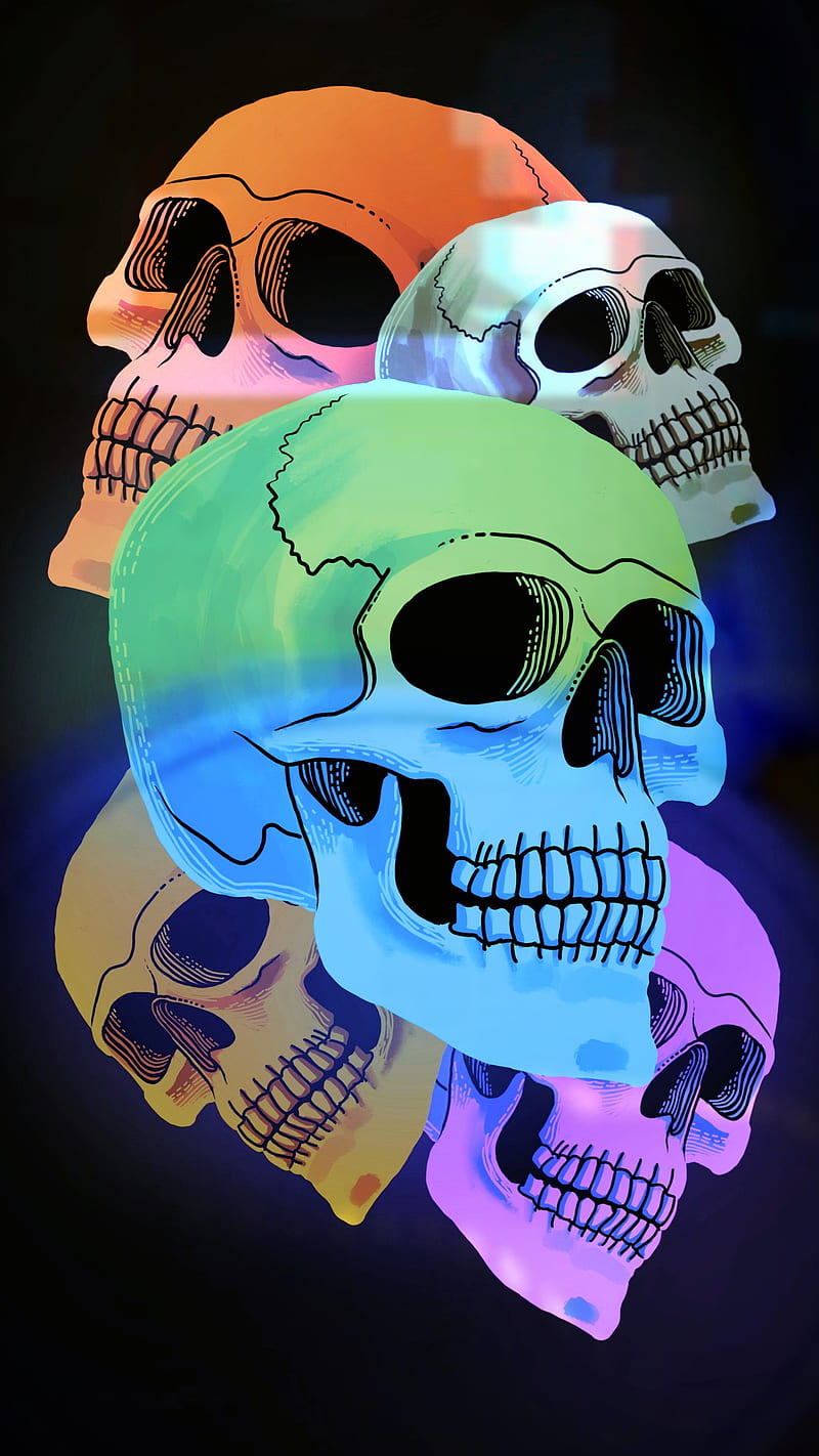 Colorful Skulls , bad boy, bad boys, skull, ghost, HD phone wallpaper