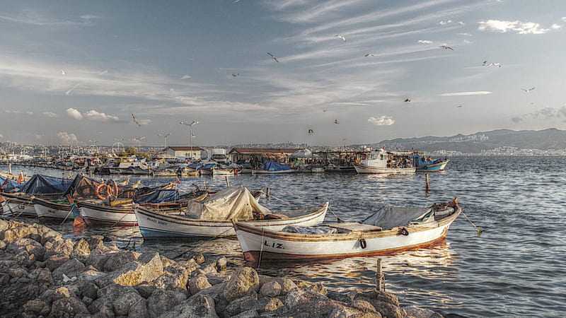 wonderful fishing harbor marina r, marina, boats, r, harbor, fishing, HD wallpaper