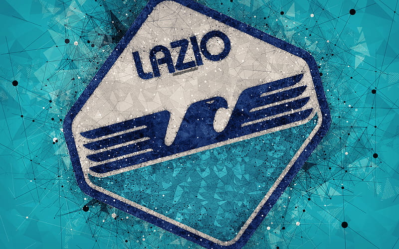 SS Lazio Italian football club, creative art logo, geometric art, blue abstract background, emblem, Serie A, Rome, Italy, football, Lazio FC, HD wallpaper
