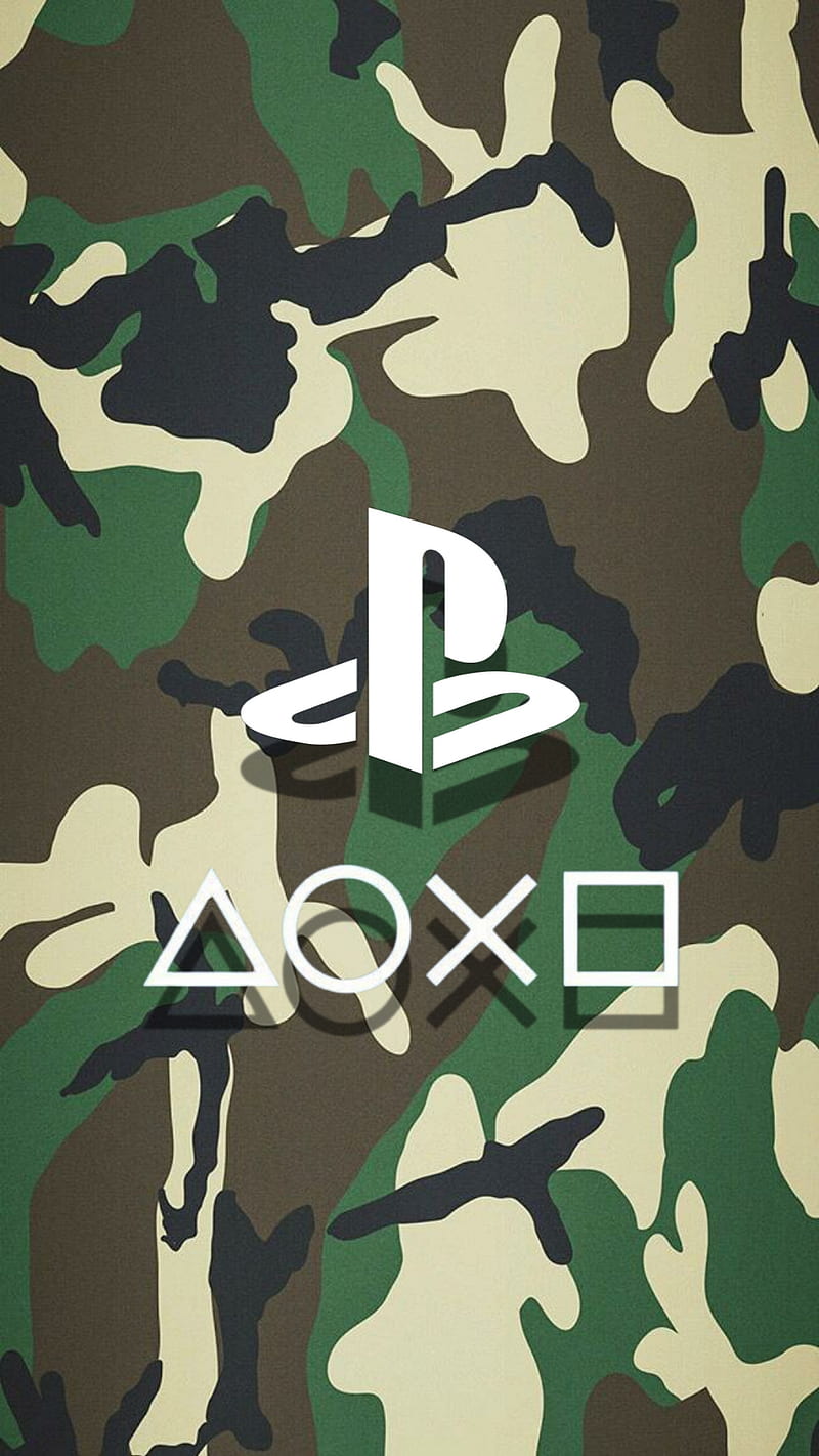 Playstation, camoflauge, logo, ps4, ps5, sony, HD phone wallpaper