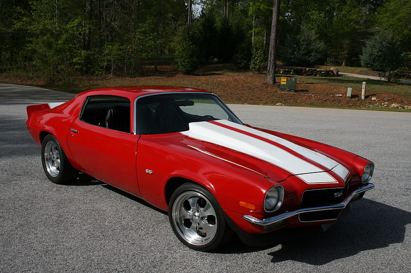 '71 Camaro, red, ss, muscle, chevy, camaro, antique, chevrolet, car, tribute, 1971, classic, 71, HD wallpaper