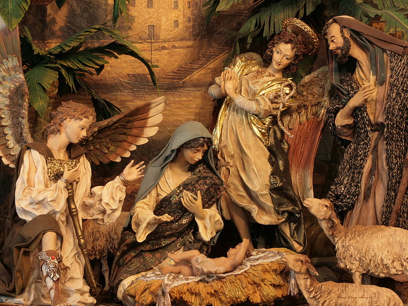 The Birth of Christ, christ, birth, christmas, church, manger, HD wallpaper