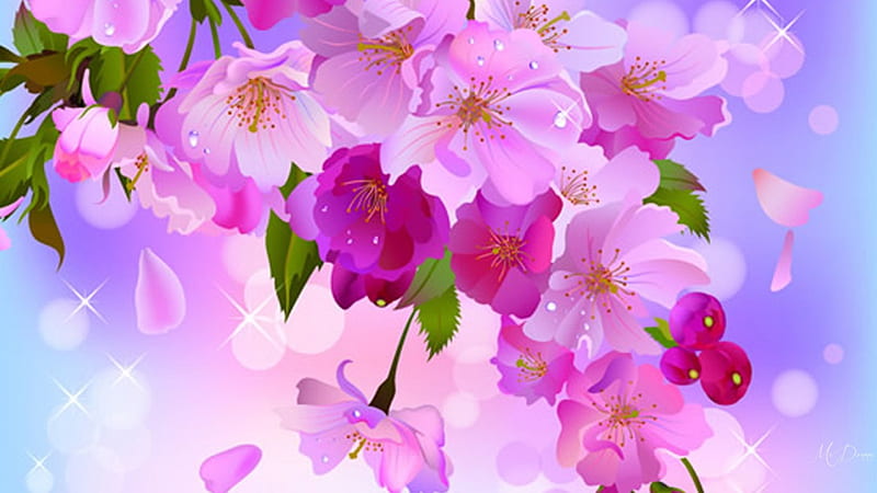Sakura Sweet Spring, sakura, flowers, spring, plum blossoms, sky, pink, cherry blossoms, blue, HD wallpaper