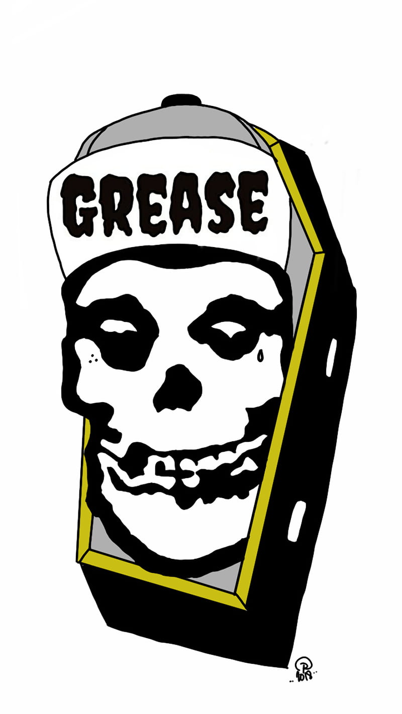 Misfits grease, greasefits, logo, scull, skeleton, skull, skulls, HD phone wallpaper