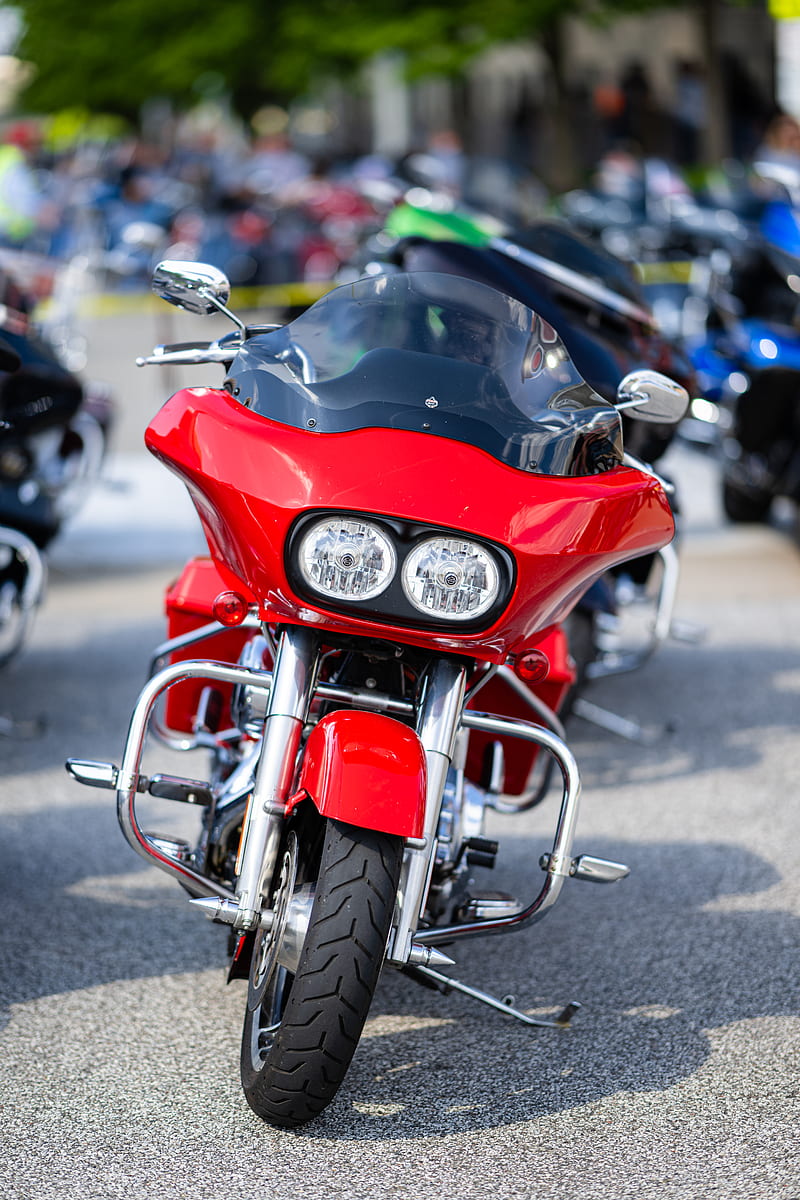 motorcycle, bike, red, handlebar, HD phone wallpaper