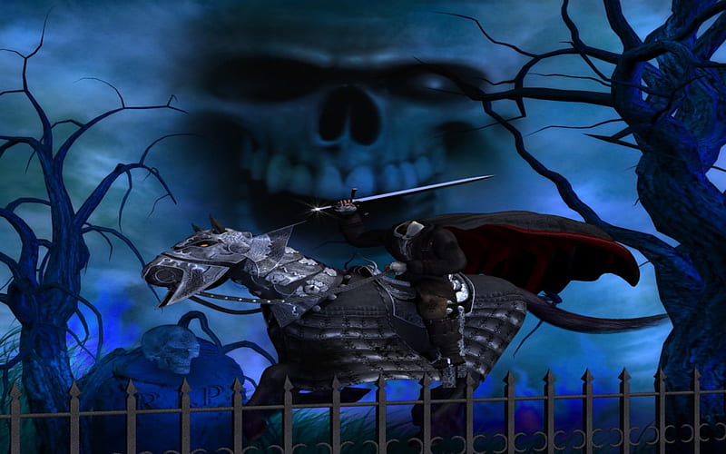 Ride of the Horsemen, headless, skull, halloween, dark, HD wallpaper