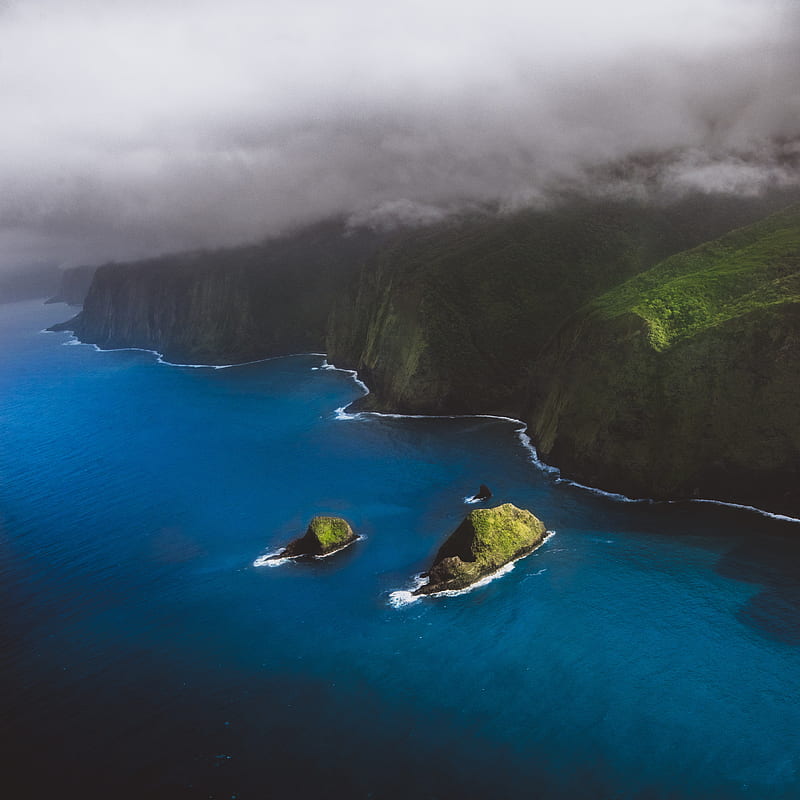 Big Island, aerial, coastline, enormous, green, hawaii, huge, oahu, ocean,  peaceful, HD phone wallpaper | Peakpx