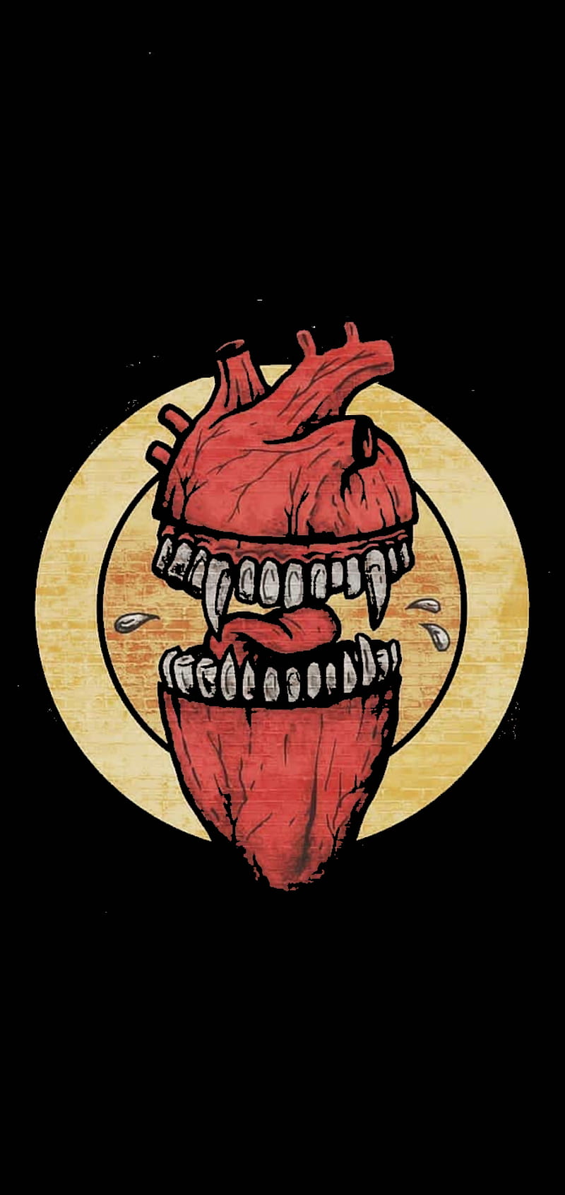 Metal heart, art, golden heart, heart tooth, hungry heart, joker, love black, HD phone wallpaper