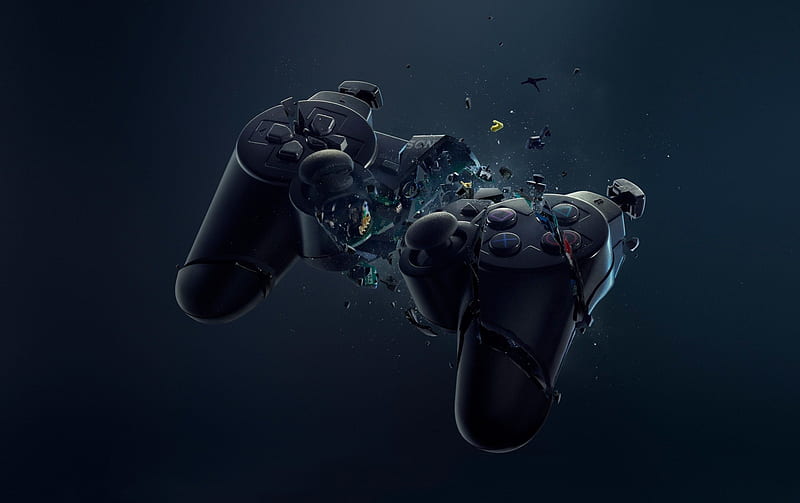 Gamepad, destroy, PS3, shatter, Console, HD wallpaper