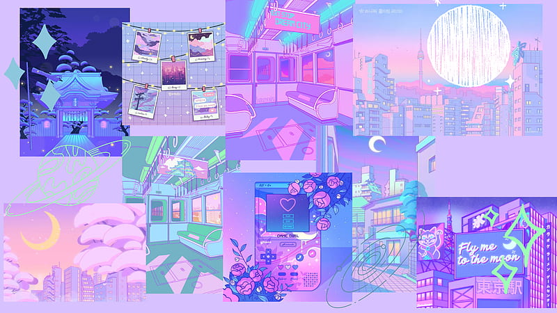 A nostalgic town with dreamcore aesthetic