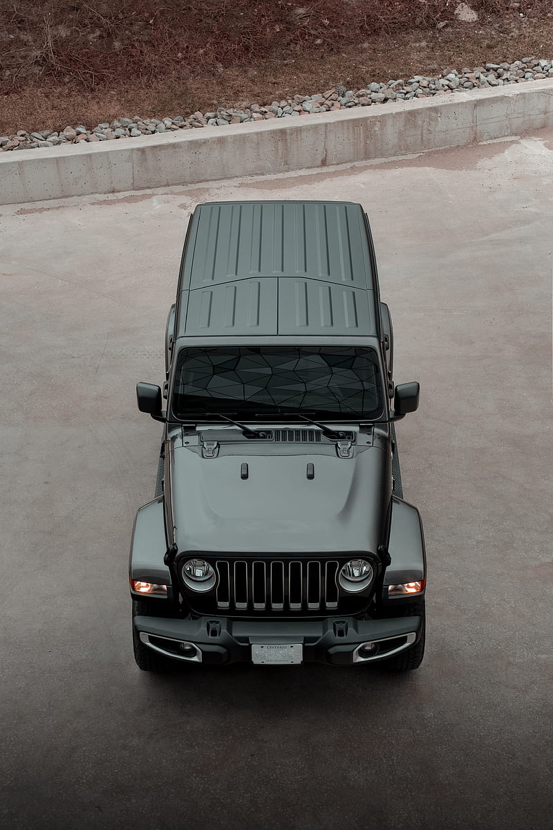 jeep wrangler, jeep, car, suv, black, aerial view, HD phone wallpaper