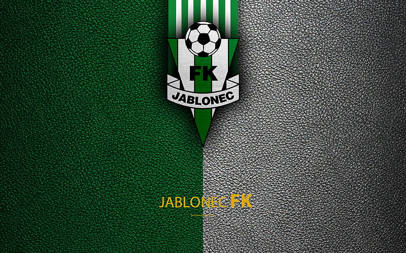 FC Jablonec Czech football club, logo, emblem, leather texture, Jablonec nad Nisou, Czech Republic, football, 1 Liga, Czech Republic Football Championship, HD wallpaper