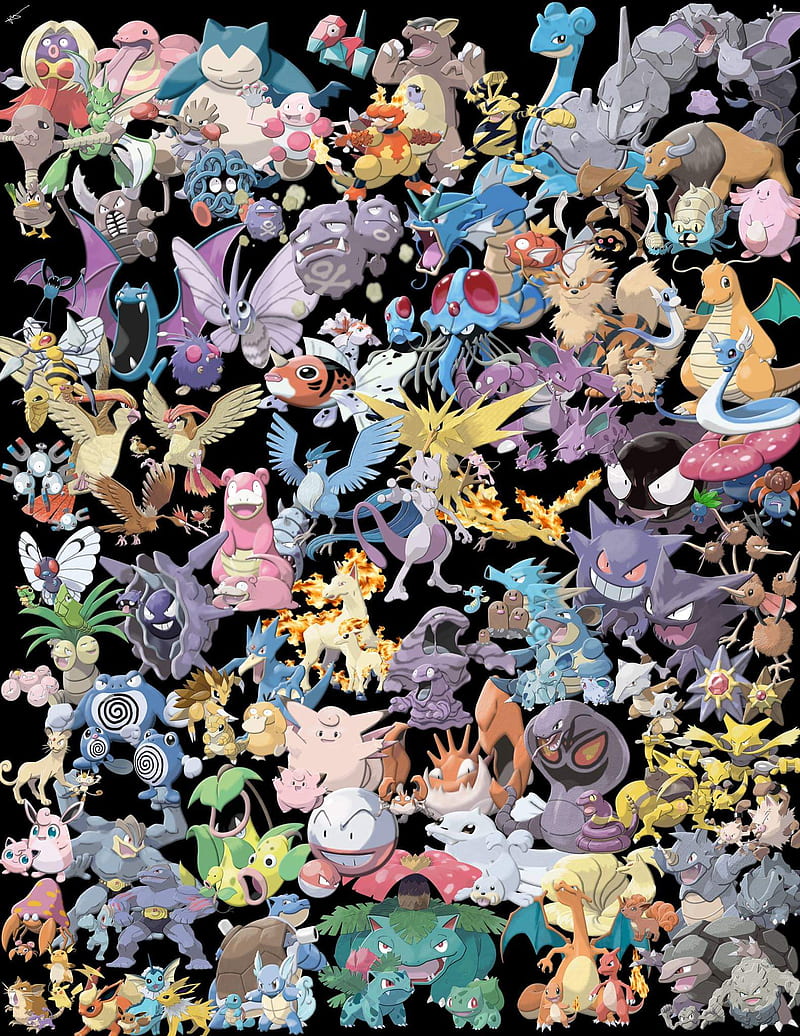 Original 151, pokemon, gen 1, characters, HD phone wallpaper