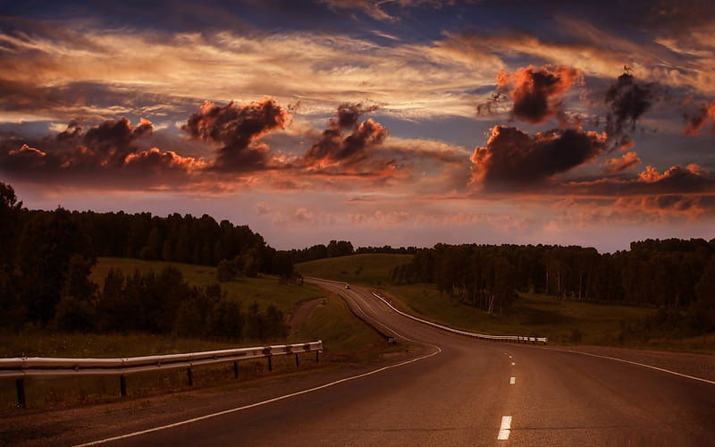 long road-wonderful natural scenery, HD wallpaper