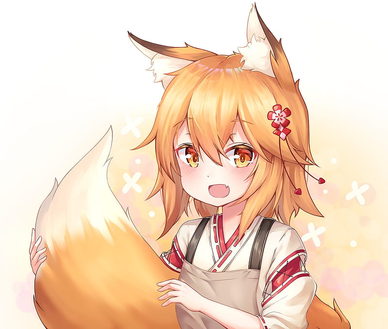 Anime, Tail, Blush, Orange Hair, Animal Ears, Orange Eyes, Senko San (The Helpful Fox Senko San), The Helpful Fox Senko San, HD wallpaper