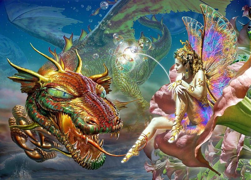 Dragonfairy, wings, head, dragon, artwork, fairy, HD wallpaper