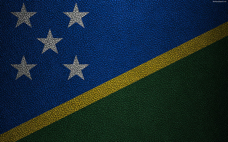 Flag of Solomon Islands leather texture, Oceania, Solomon Islands, flags of the world, HD wallpaper