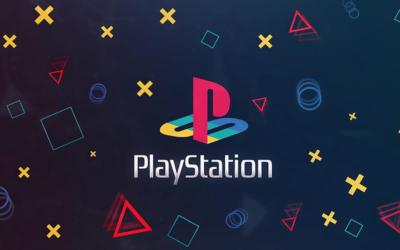 PlayStation 4 PS4, blue background, PlayStation logo, emblem, PS4 logo, HD wallpaper