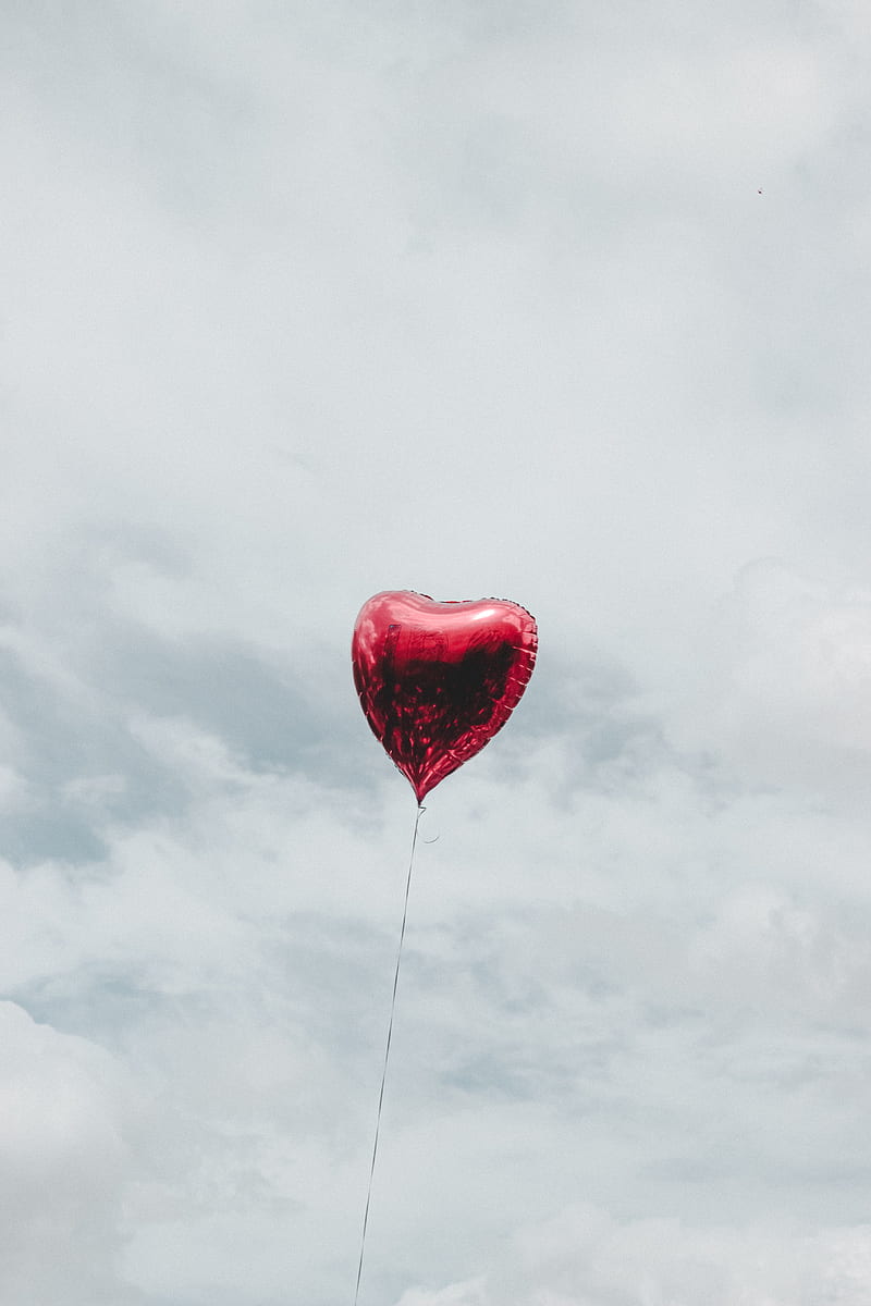 balloon, heart, ball, love, sky, HD phone wallpaper