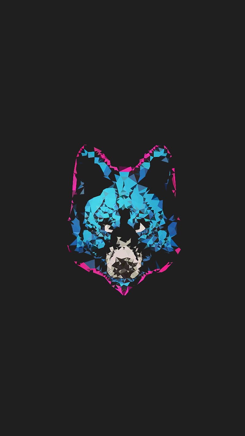 Wolf logo, background, blue, dog, hipster, iphone, nice, pink, HD phone wallpaper