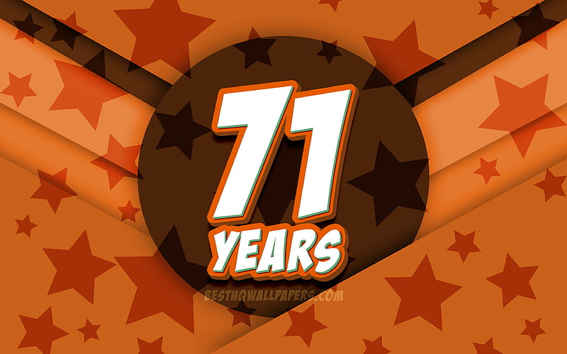 Happy 71 Years Birtay, comic 3D letters, Birtay Party, orange stars background, Happy 71st birtay, 71st Birtay Party, artwork, Birtay concept, 71st Birtay, HD wallpaper