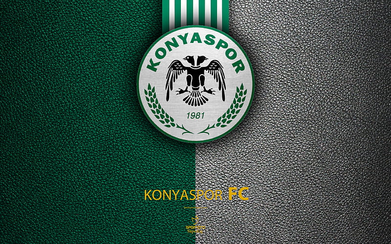 Konyaspor FC Turkish football club, leather texture, emblem, Konyaspor logo, Super Lig, Konya, Turkey, football, Turkish Football Championship, HD wallpaper