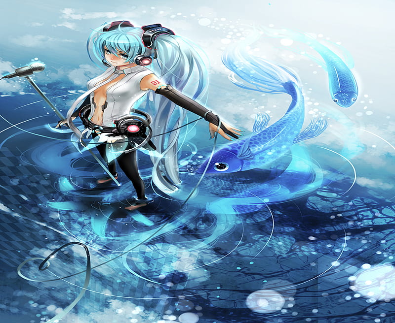 Miku Walk on Water, female, hatsune miku, music, water drop, miku, twin  tails, HD wallpaper | Peakpx