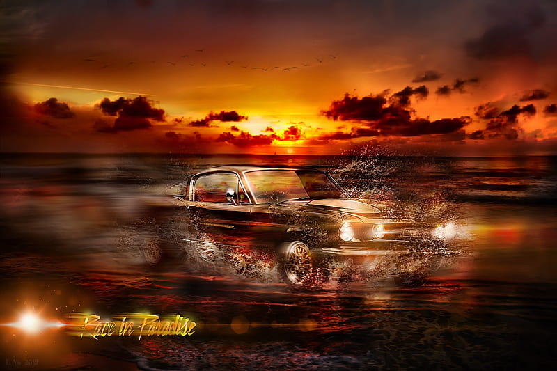 race in paradise, gols, fastracing, clouds, fast car, lights, mustang, beach, speed, brian o conner , raceinparadise, heaven, reflection, roger rojas, fast, live, black, sky, sport, water, paradise, pauwalker, mustang , tribute, adrenaline, race car, race in paradice, sea, splash, car , car, fast and furious, amazing, louds, realism, sexy car, amzing , sun set, sky , tones, shiny, HD wallpaper