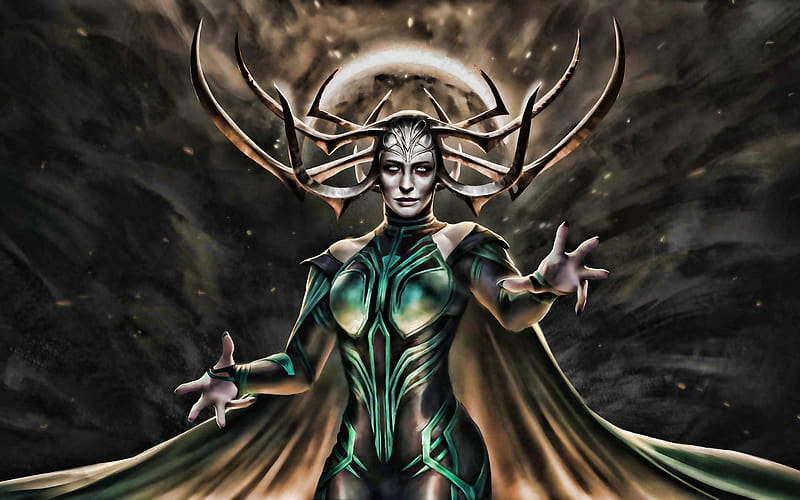 Hela, artwork, The Goddess Of Death, Marvel Comics, fictional characters, Norse goddess, Queen of Hel, HD wallpaper