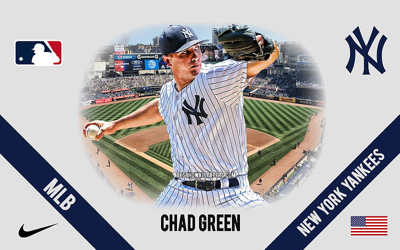 Chad Green, New York Yankees, American Baseball Player, MLB, portrait, USA, baseball, Yankee Stadium, New York Yankees logo, Major League Baseball, HD wallpaper