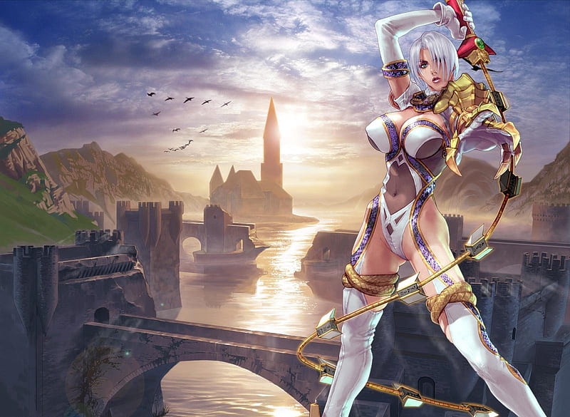 Ivy, fantasy, soulcalibur, another world, dragon bow, archer, HD wallpaper