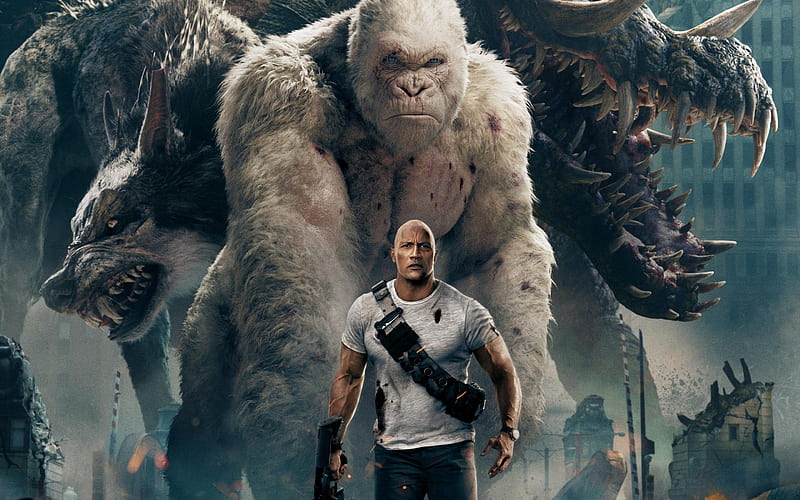 Rampage (2018 film), poster, rampage, movie, man, animal, monkey, fantasy,  Dwayne Johnson, HD wallpaper | Peakpx