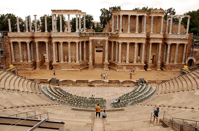 Mérida Roman Theatre, Spain, arquitecture, extremadura, roman, merida, theatre, spain, HD wallpaper