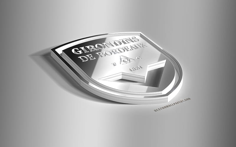 FC Girondins de Bordeaux, 3D steel logo, French football club, 3D emblem, Bordeaux, France, Bordeaux FC metal emblem, Ligue 1, football, creative 3d art, HD wallpaper