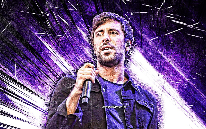 Max Giesinger, grunge art, german singer, music stars, violet abstract rays, german celebrity, Max Giesinger, HD wallpaper