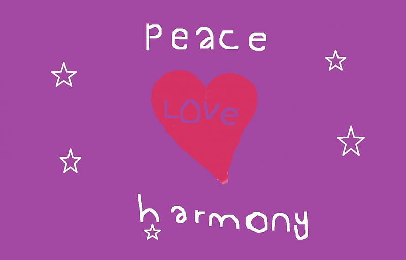 peace love harmony, stary, purple, peacful, kid approved, HD wallpaper