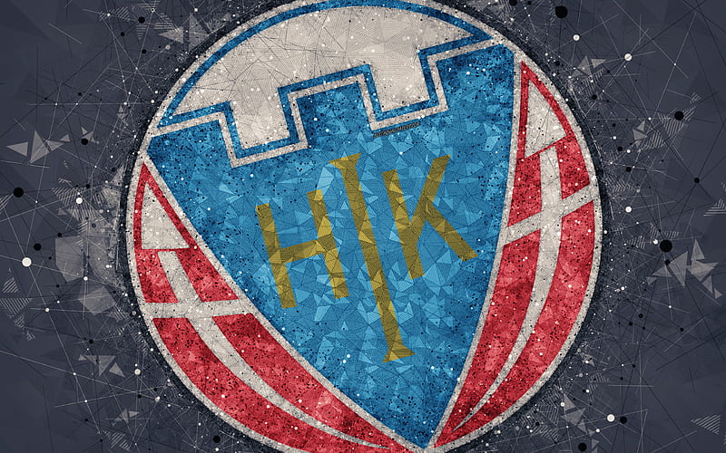 Hobro IK logo, geometric art, Danish football club, gray background, Danish Superliga, Hobro, Denmark, football, Hobro FC, HD wallpaper