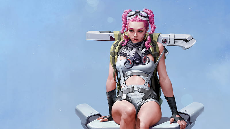 The Girl With Pink Hair , scifi, artist, artwork, digital-art, artstation, HD wallpaper