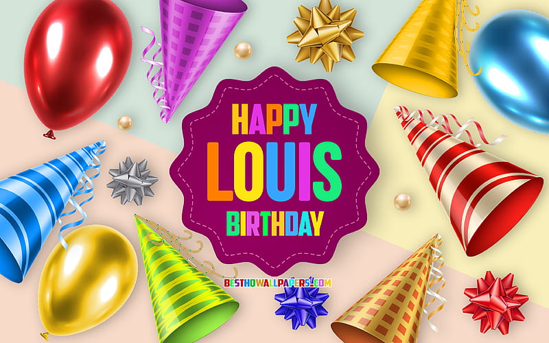 Happy Birtay Louis Birtay Balloon Background, Louis, creative art, Happy Louis birtay, silk bows, Louis Birtay, Birtay Party Background, HD wallpaper