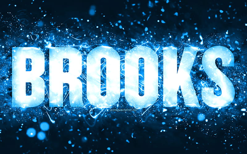Happy Birtay Brooks blue neon lights, Brooks name, creative, Brooks Happy Birtay, Brooks Birtay, popular american male names, with Brooks name, Brooks, HD wallpaper