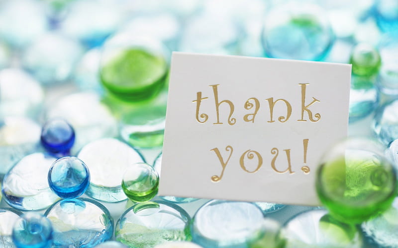 Thank you, glass, message, words, marbles, thanks you, card, shiny, HD wallpaper