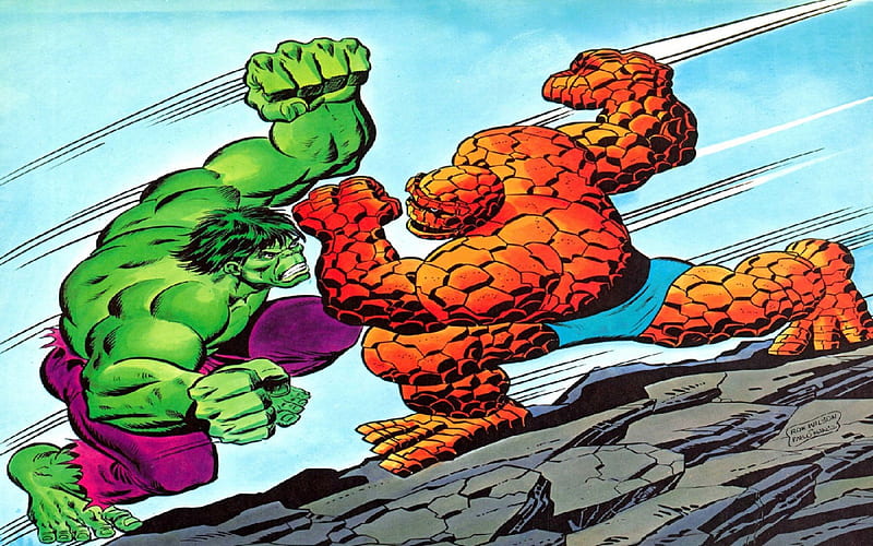 The Hulk vs The Thing, hulk, Robert Bruce Banner, Ben Grimm, the thing, HD wallpaper