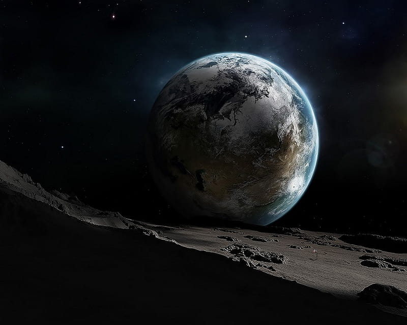 Earth From Moon, earth from space, tiny earth, earth, HD wallpaper