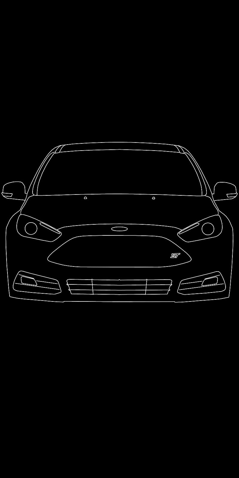 Ford Focus ST AMOLED, art, battery saver, line drawing, minimalist, HD phone wallpaper