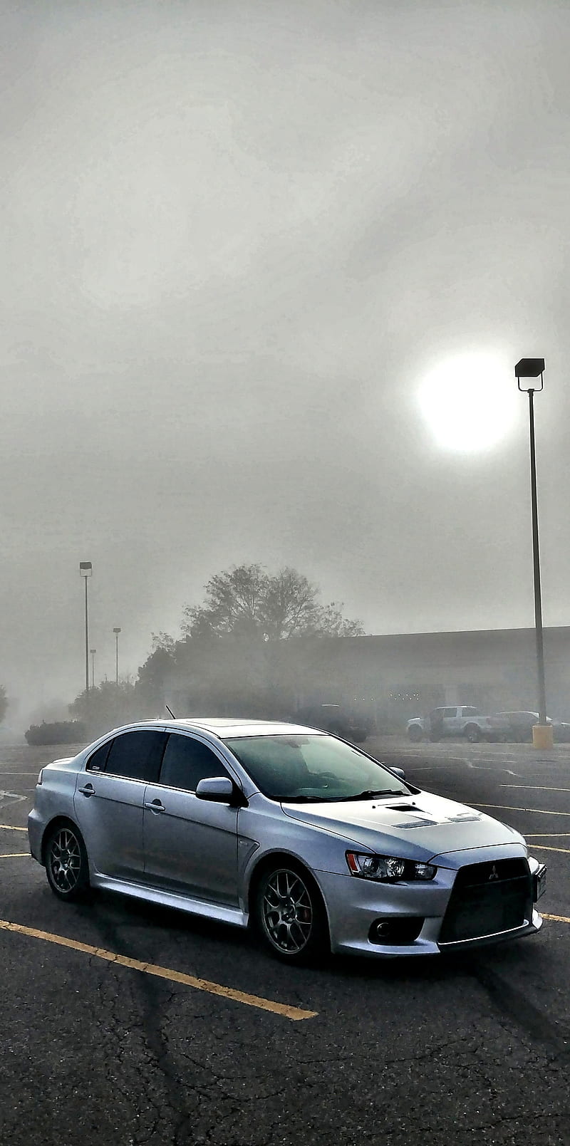 Foggy Evo, carros, evolution x, fog, lancer, mitsubishi, turbo, HD phone wallpaper
